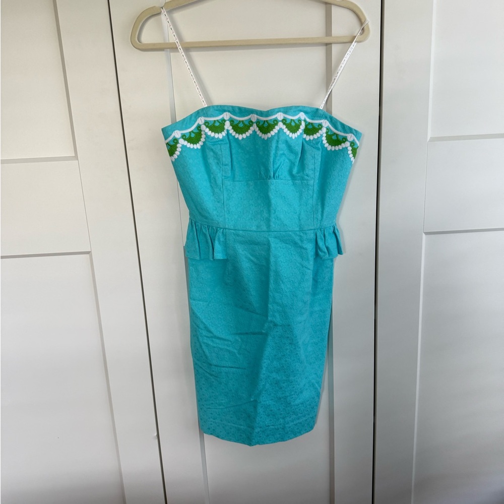 Lilly Pulitzer Strapless Dress in Turquoise and Green